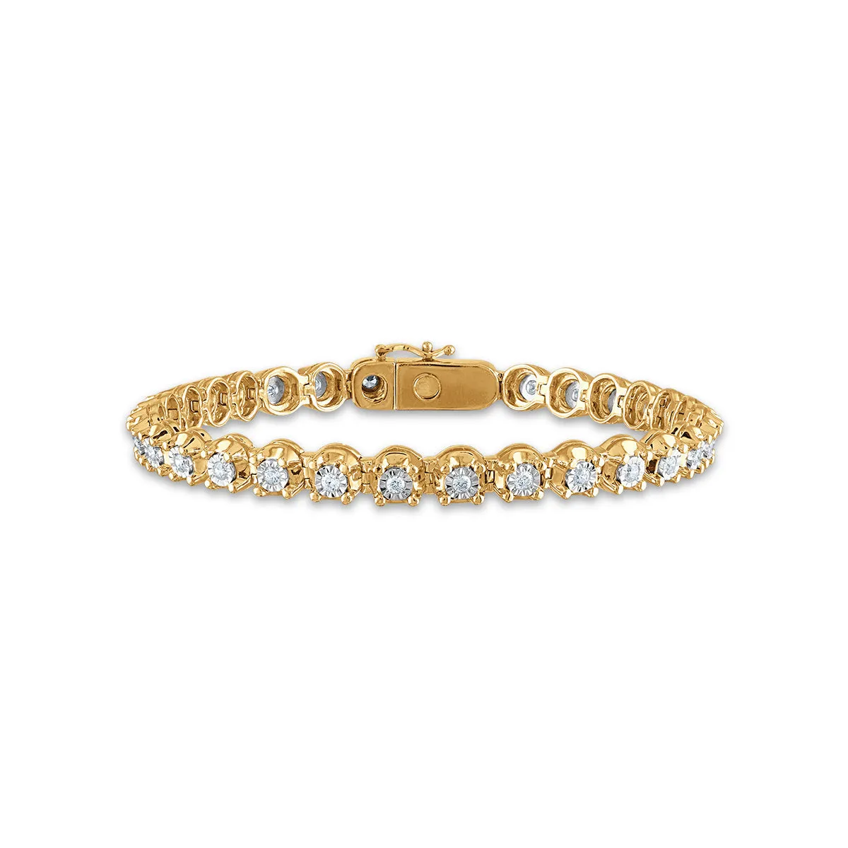 1 CTW Diamond 7.5-inch Tennis Bracelet in 10KT Yellow Gold Plated Sterling Silver