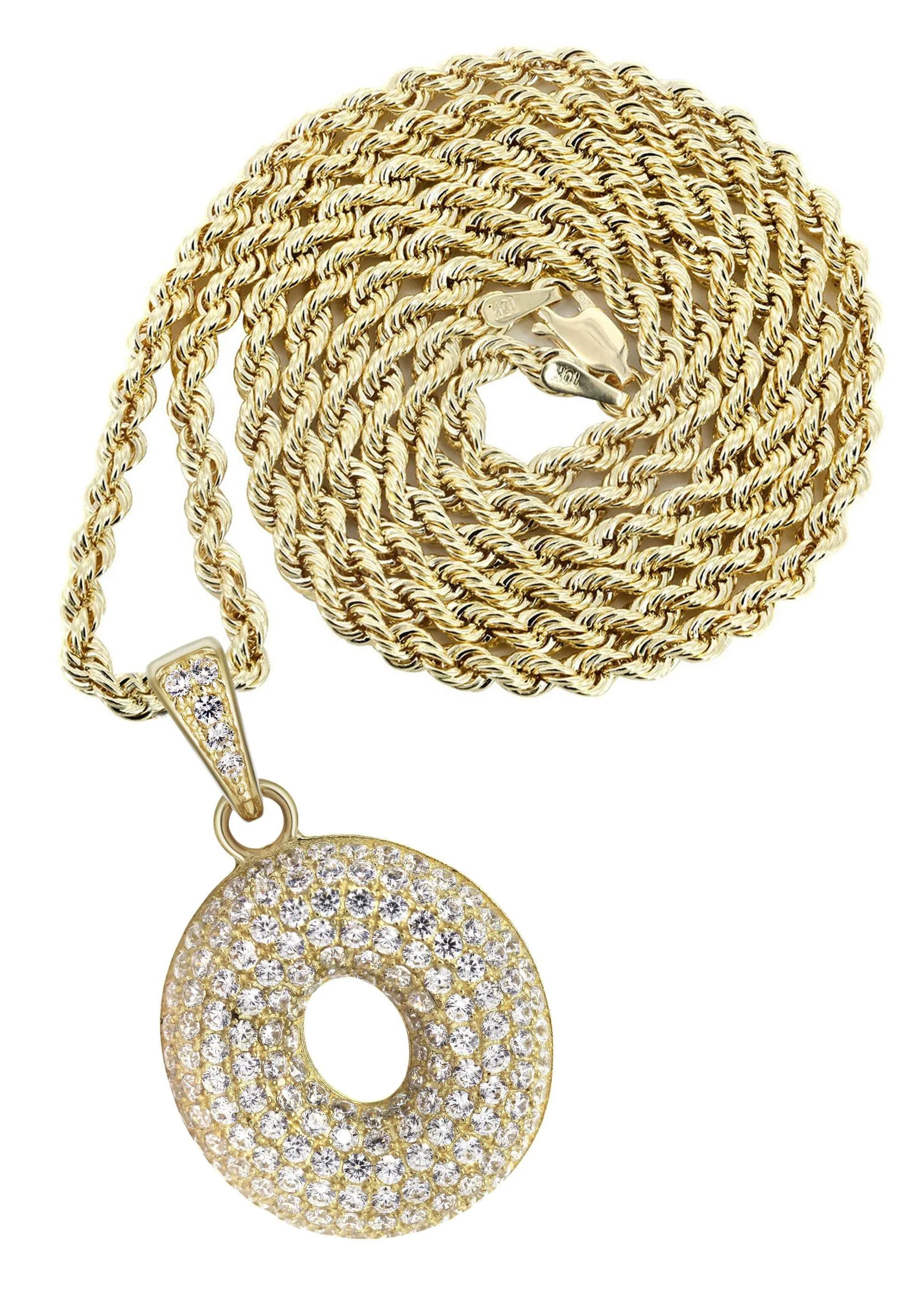 10K Yellow Gold Bubble Letter "O" CZ Necklace | Appx. 13.5 Grams