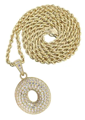 10K Yellow Gold Bubble Letter "O" CZ Necklace | Appx. 13.5 Grams