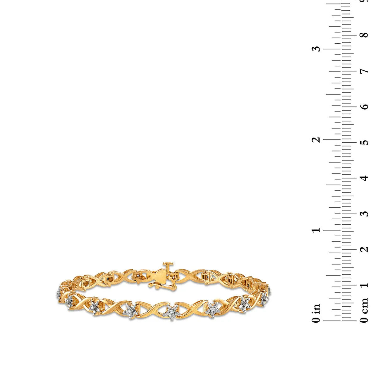 1/10 CTW Diamond 7-inch Infinity Tennis Bracelet in Yellow Gold Plated Sterling Silver