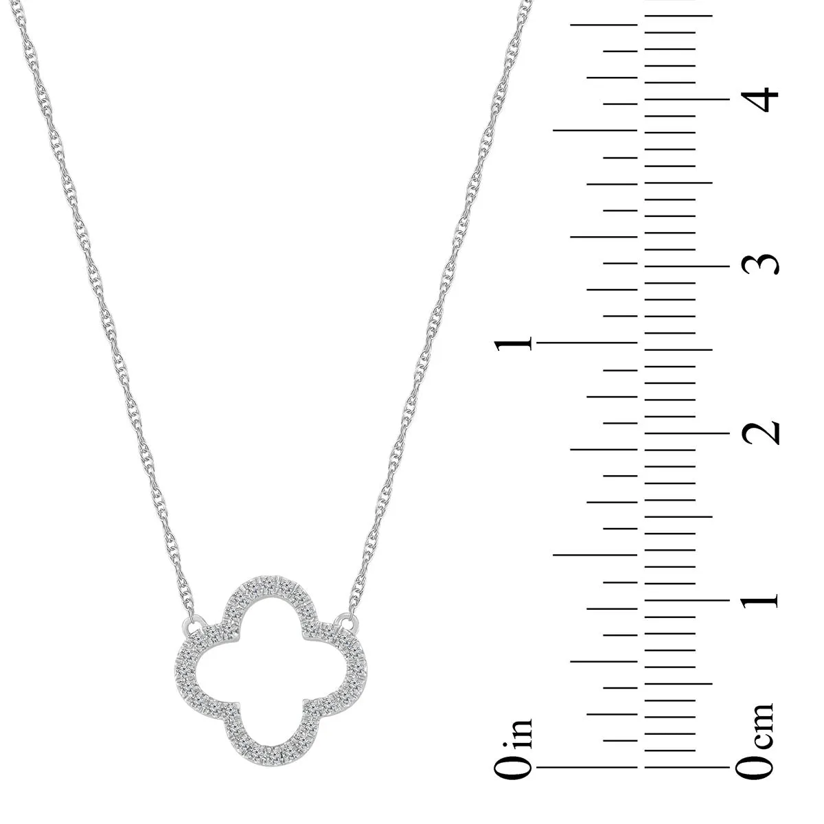 1/10 CTW Diamond Clover 18-inch Pendant in 10KT White Gold