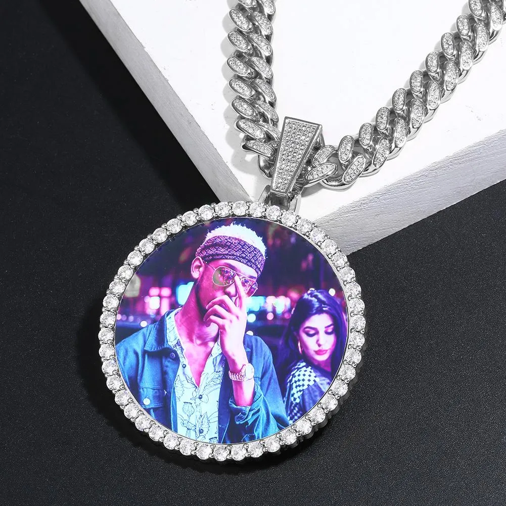 12MM Cuban Chain Photo Medallion Necklace- Plating Of Gold Medallion Necklace