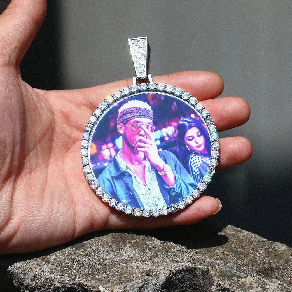 12MM Cuban Chain Photo Medallion Necklace- Plating Of Gold Medallion Necklace