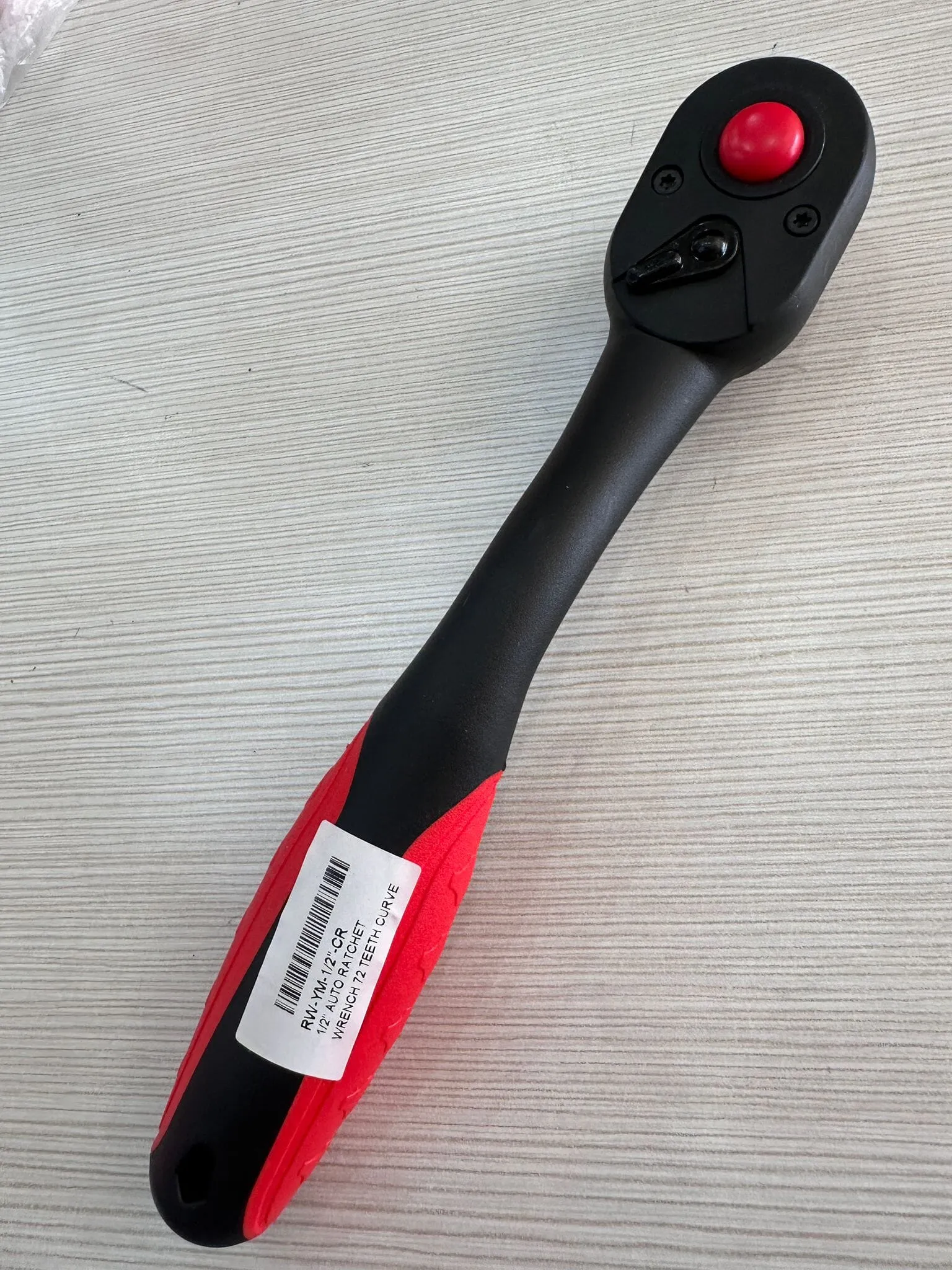 1/2" Auto Ratchet Wrench 72 Teeth Curve (Red Rubber Handle) | Model : RW-YM-1/2"-CR