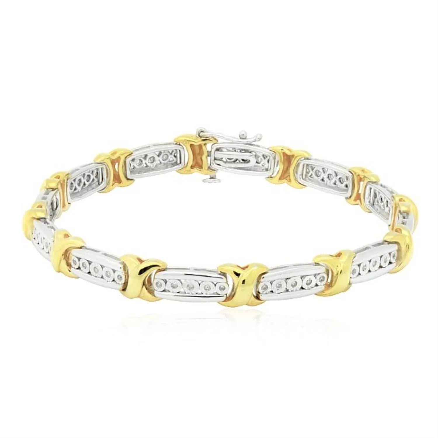 1/30 CTW Diamond 7-inch Tennis Bracelet in Gold Plated Sterling Silver