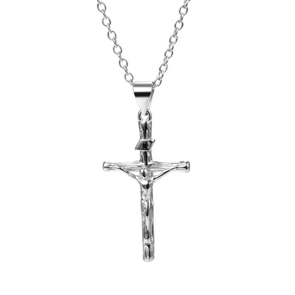 14K Gold or Sterling Silver Crucifix Cross Pendant Necklace