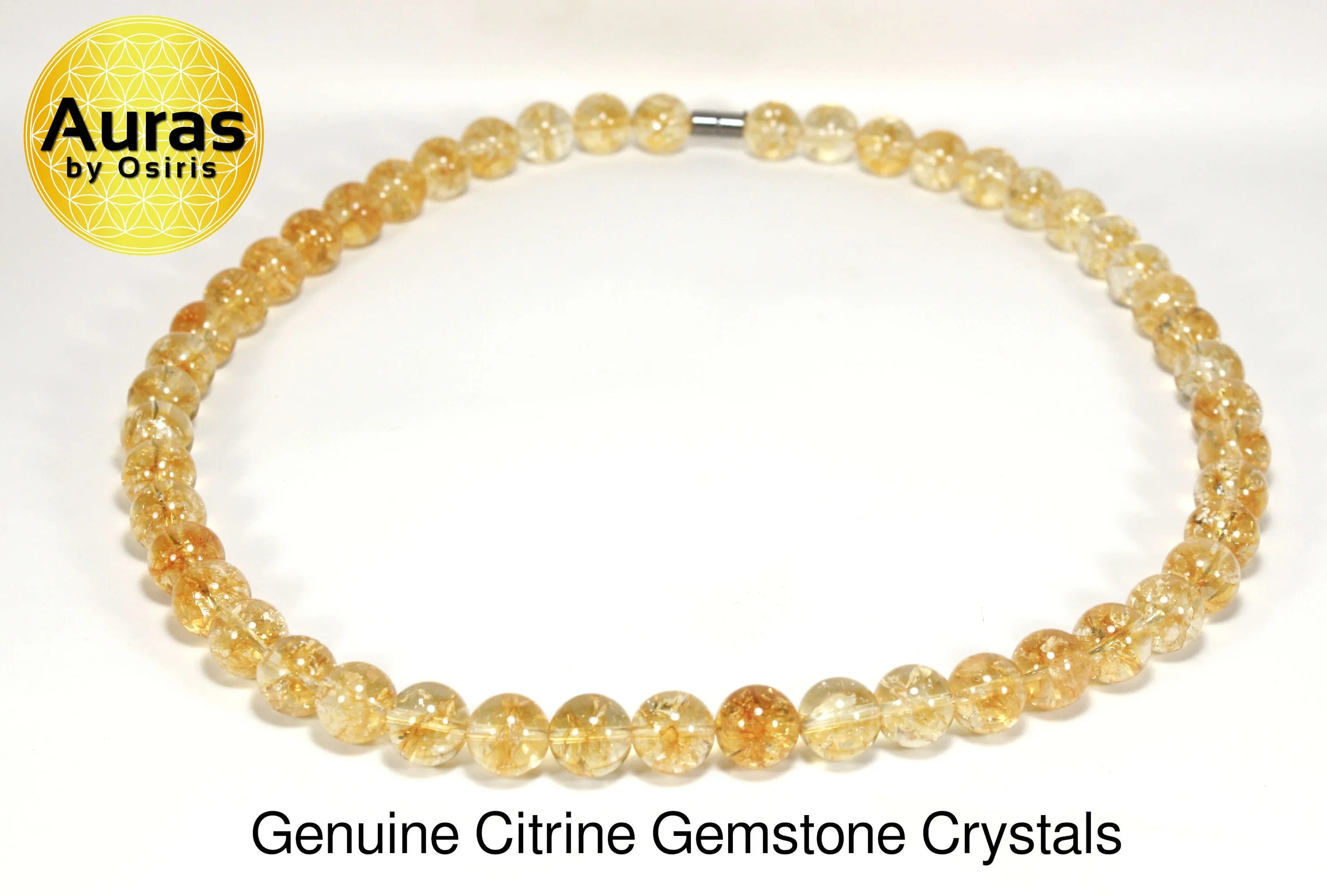 14mm Citrine Necklace Crystal Healing Necklace November Birthstone Scorpio Zodiac Self Confidence Gemstone Jewelry for Men/Women