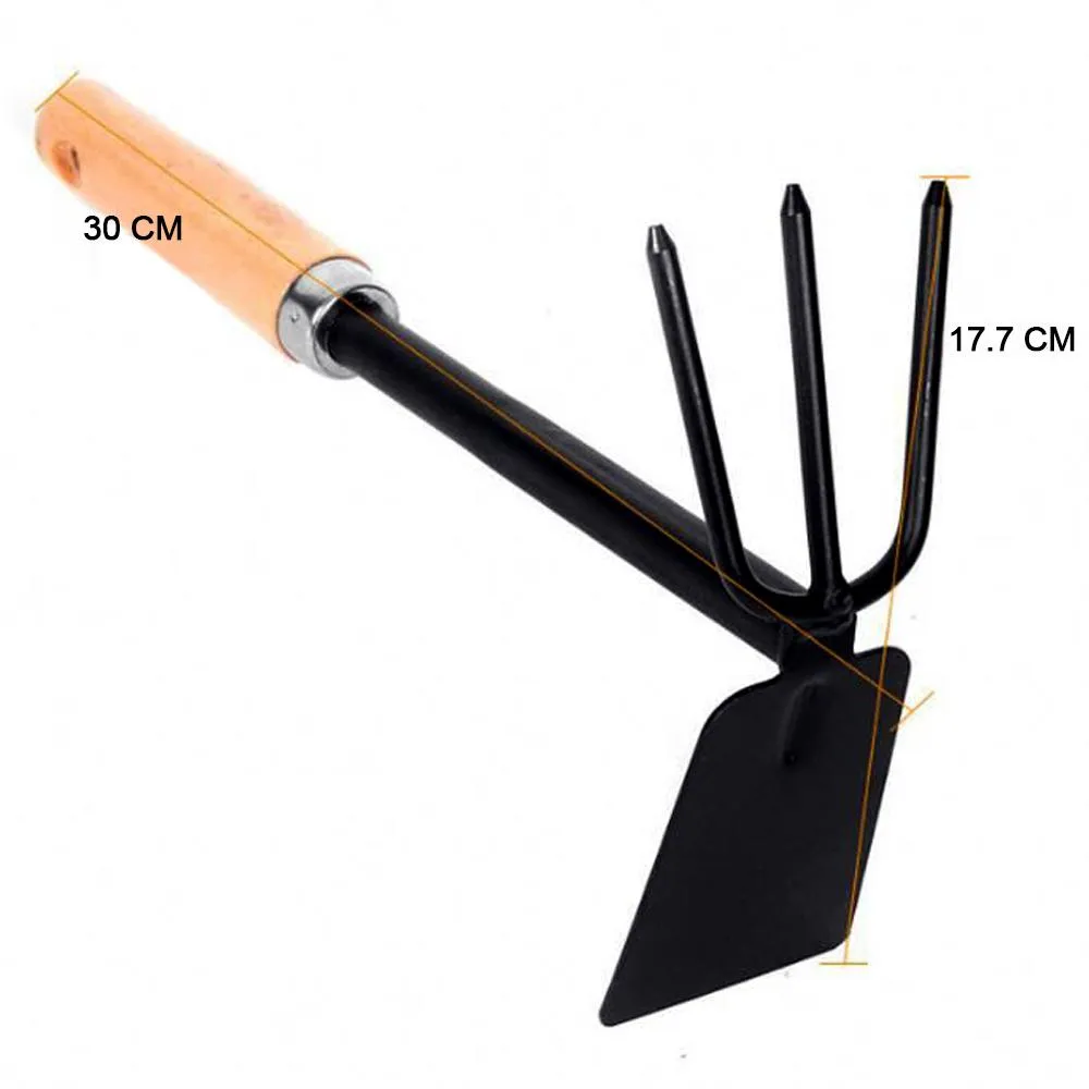 1578 2 in 1 Double Hoe Gardening Tool with Wooden Handle