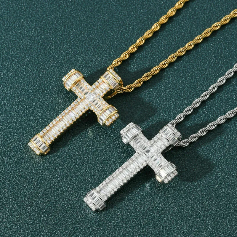 18K Gold Plated Cross Pendant Necklace- Cross Necklace-Hip Hop Necklace