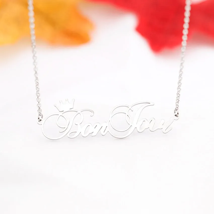 18k Gold Plated Custom Name Necklace With Crown-Christmas Gifts For Women