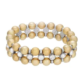 1928 Jewelry Brushed Ball Crystal Stretch Bracelet