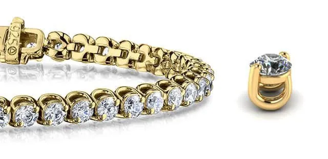 2 Prong Brilliant Round Diamond  Tennis Bracelet with 5.98 ct.(finished) 3.25mm