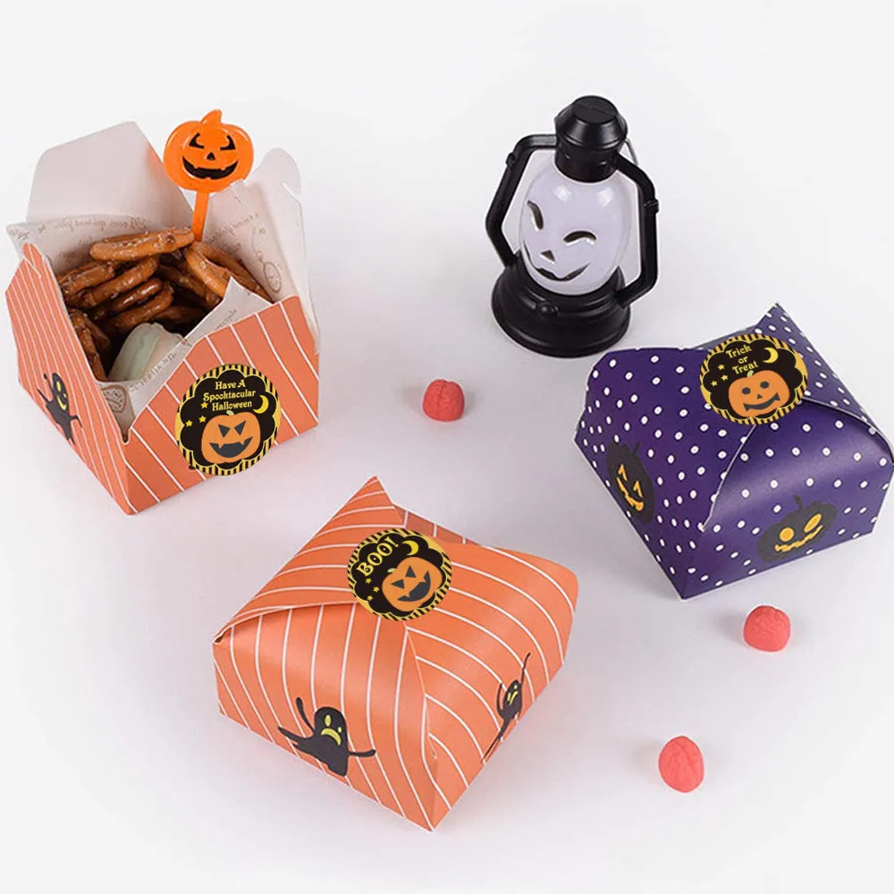 2 Rolls 1000pcs Halloween Pumpkin Expression Sticker Adhesive Gift Sealing Paste