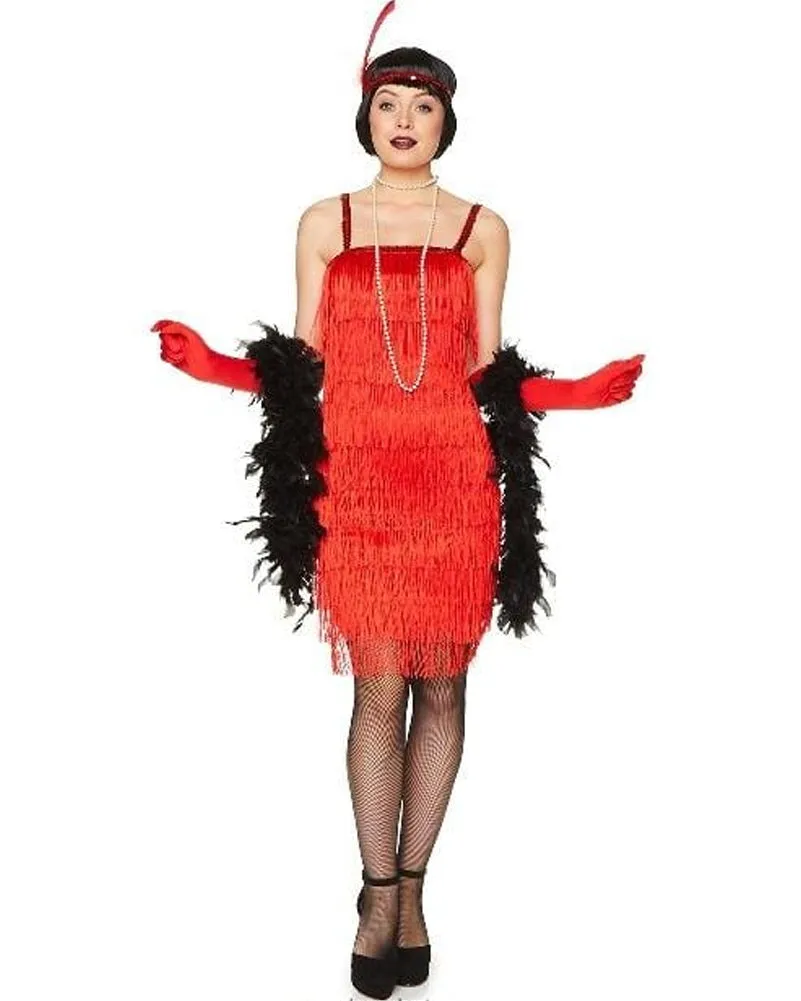 20s Red Flapper Dress Womens Costume