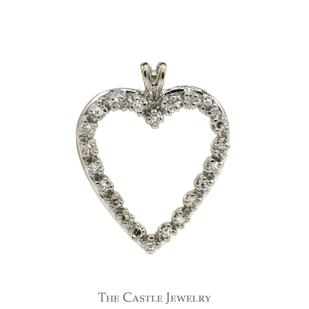 .22cttw Diamond Open Heart Pendant in 14k White Gold