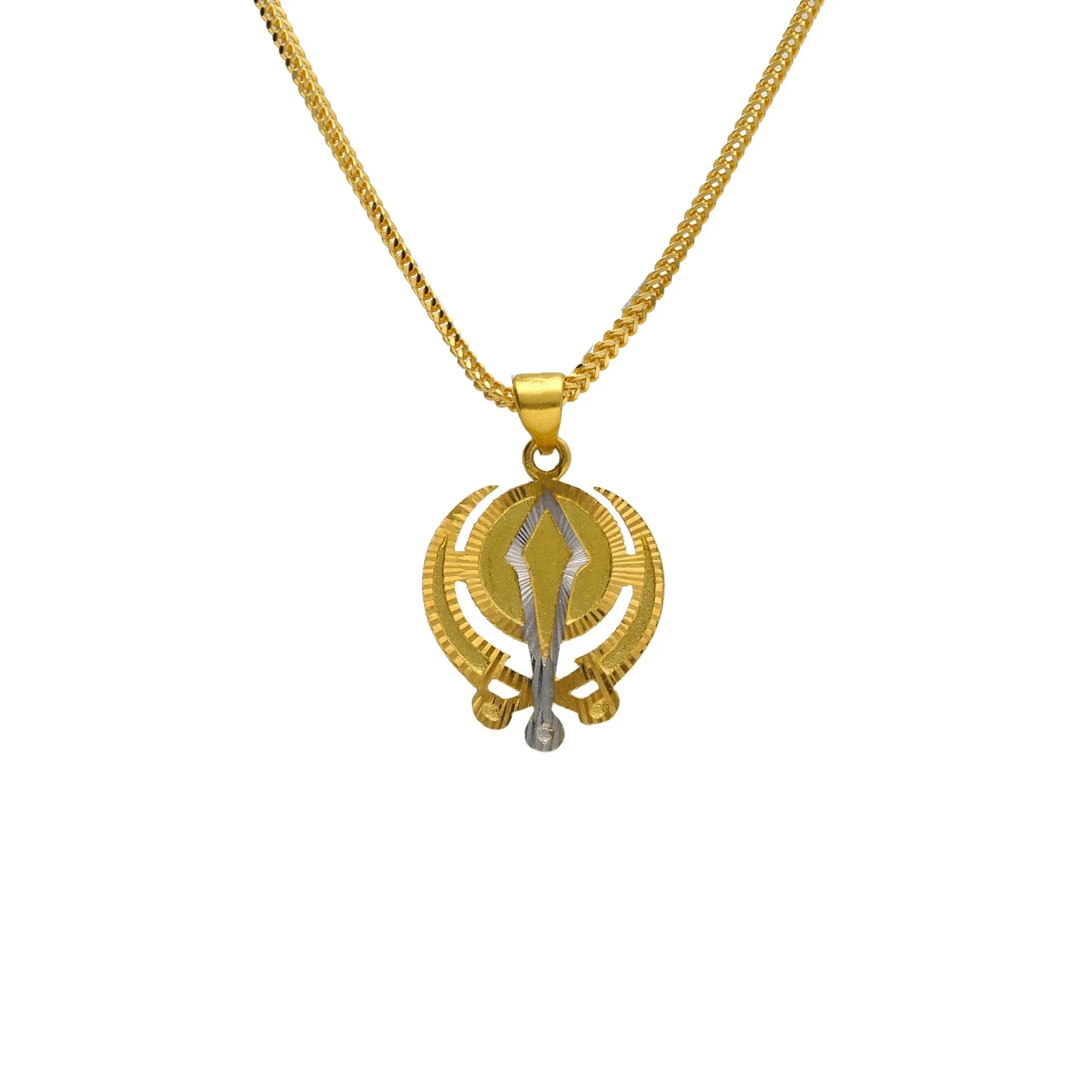 22K Multi Tone Gold Khanda Pendant