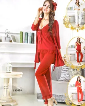 3 Pcs Slik Ladies Nightwear - 53005