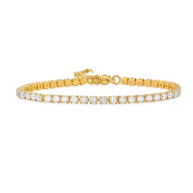 4FunGift® Yellow Gold Two Prong Diamond Tennis Bracelet