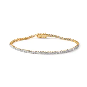 9ct  Yellow Gold 1/3 Carat Diamond Tennis  17.5cm Bracelet