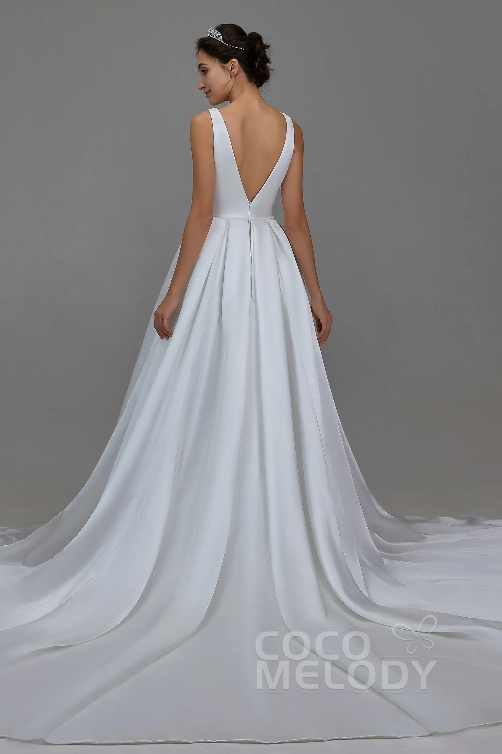 A-Line Chapel Train Pearl yarn Wedding Dress LD5803