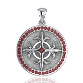 A marvelous manifestation of strength Silver Viking Shield Pendant with Gemstone TPD1326