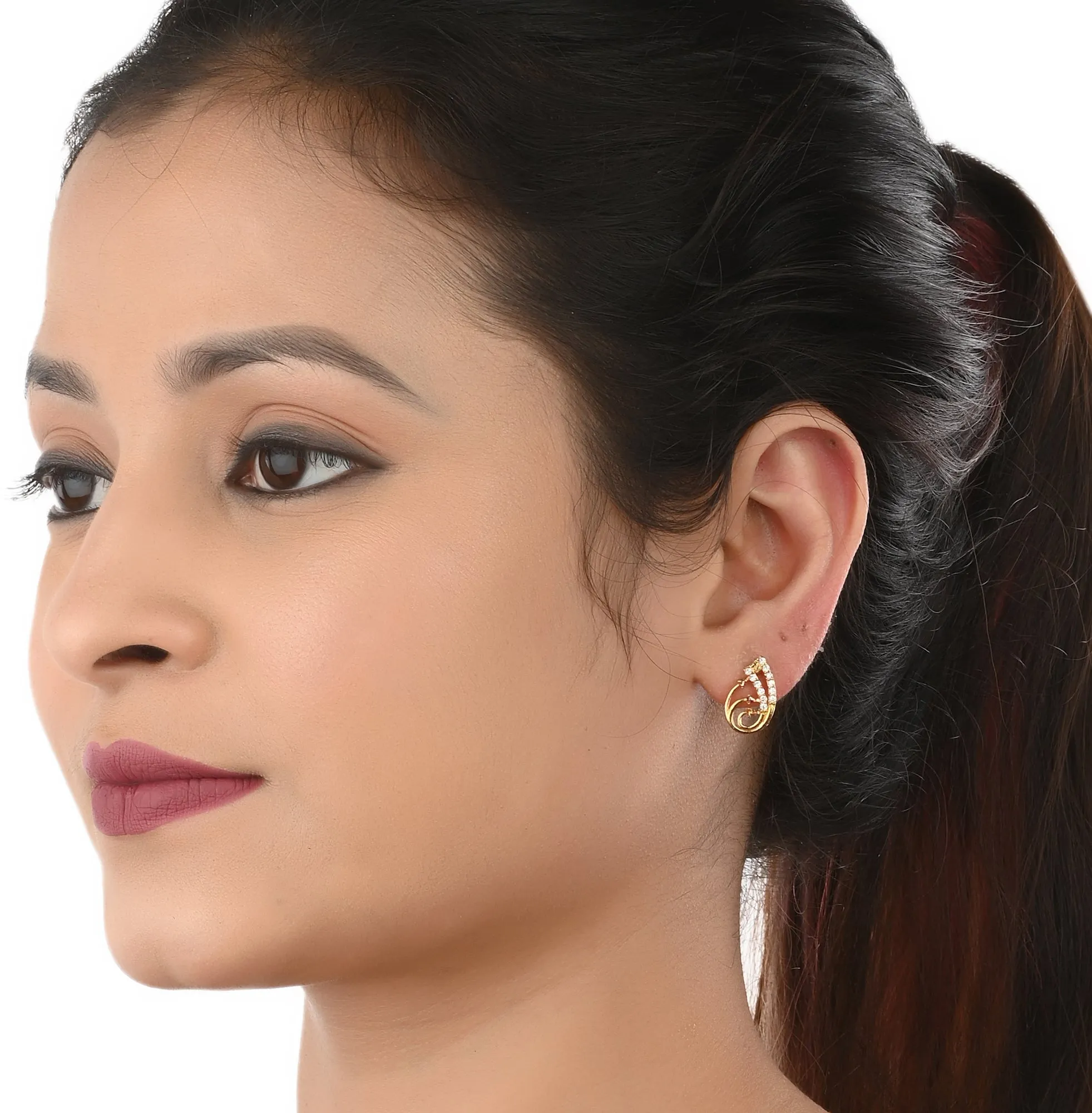 AanyaCentric Gold-plated Jewelry Combo: Elegant Short Mangalsutra, Finger Ring, and American Diamond Earrings Set