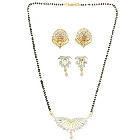 AanyaCentric Gold Plated Mangalsutra with Pendant, 2 Pair Earrings