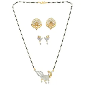 AanyaCentric Gold Plated Mangalsutra with Pendant, 2 Pair Earrings