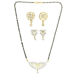 AanyaCentric Gold Plated Mangalsutra with Pendant, 2 Pair Earrings