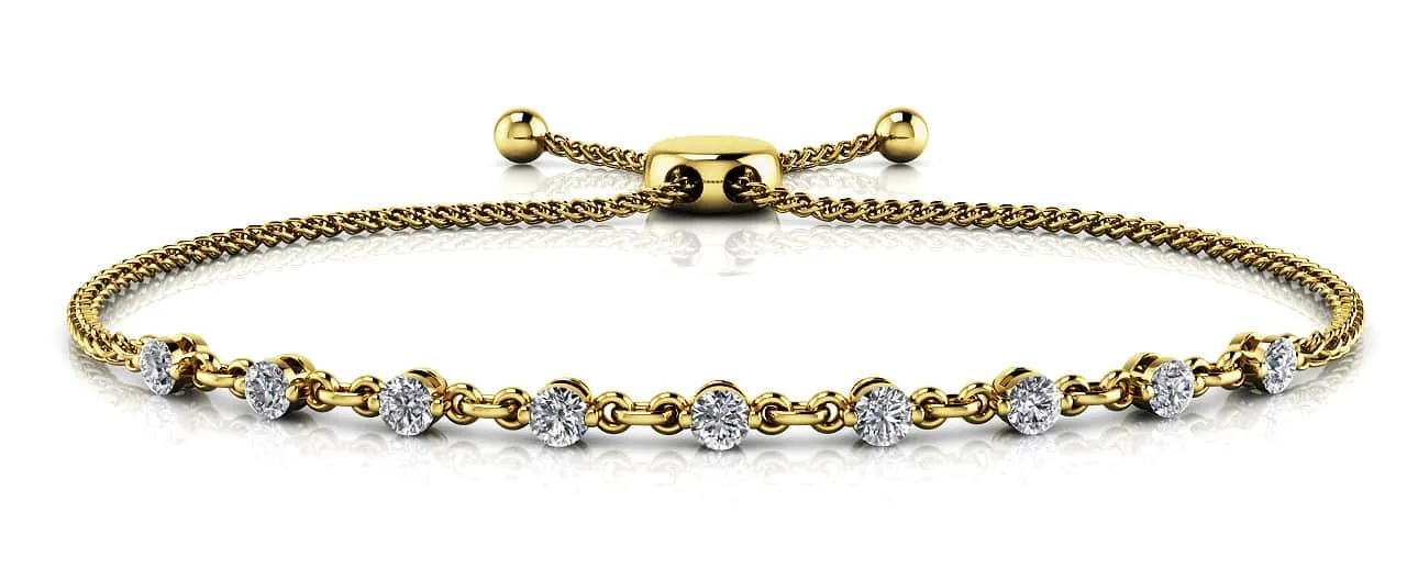 Adjustable Diamond And Chain Link Slider Diamond Bracelet with 1.28 ct.(finished) 3.5mm