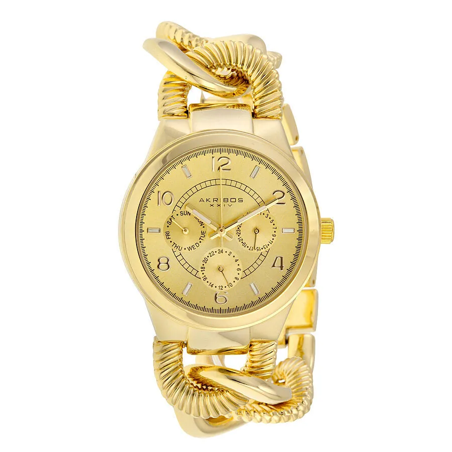 Akribos Xxiv Multi-FunctionGold-tone Alloy Ladies Watch AK721YG