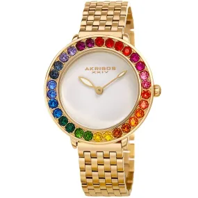 Akribos Xxiv Quartz White Dial Yellow Gold-tone Ladies Watch AK1091YG