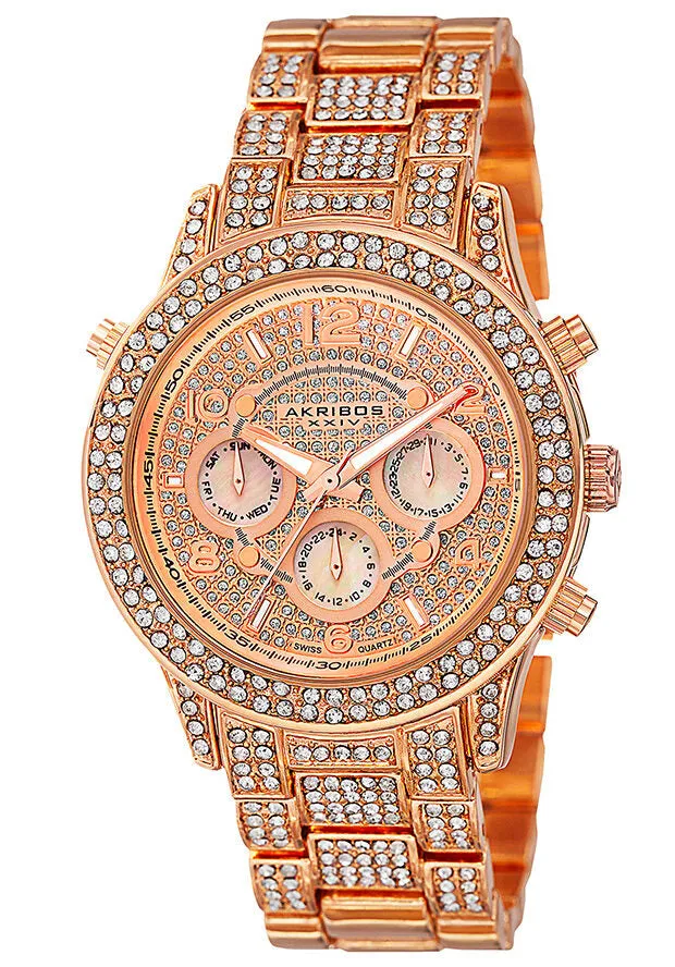 Akribos Xxiv Rose Gold-tone Dial Ladies Watch AK776RG