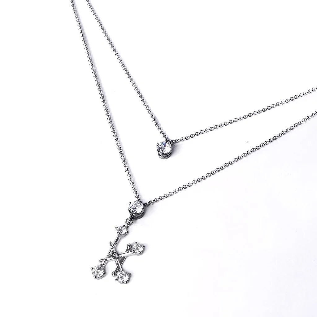 Alphabet K Necklace [White gems]