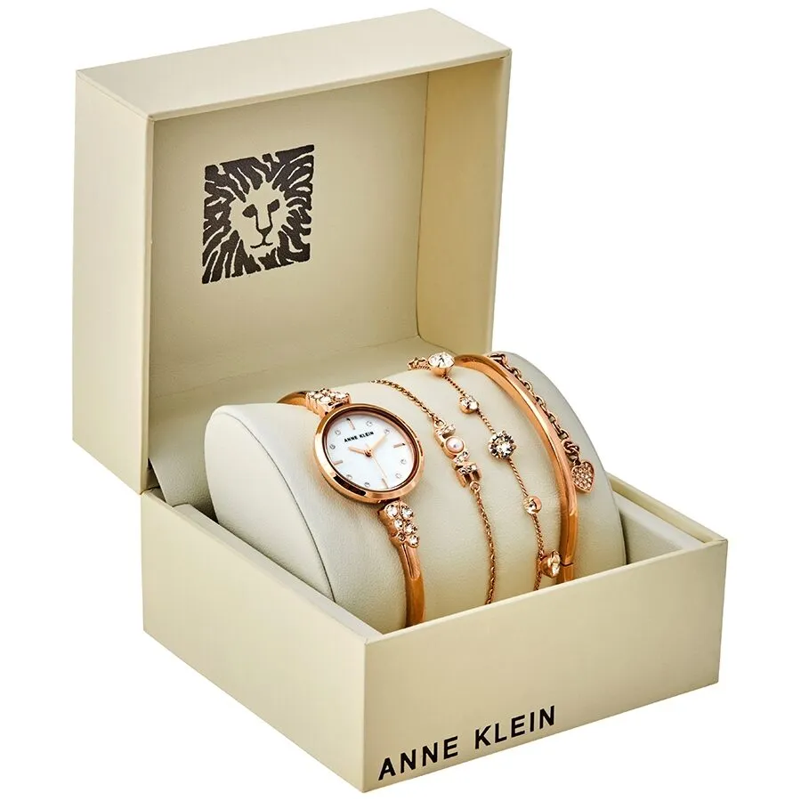 Anne Klein Ladies Mother of Pearl Dial Watch-Jewelry Watch Set AK/3430RGST