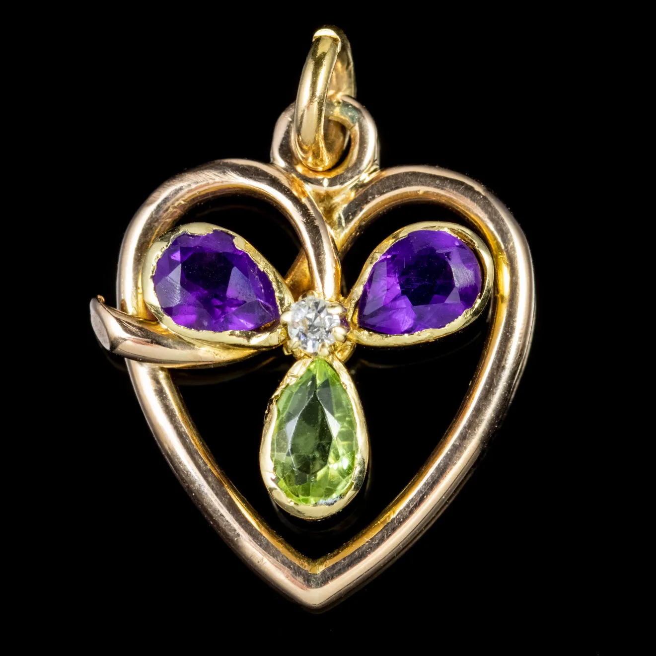 Antique Edwardian Suffragette Heart Pendant 9Ct Gold Circa 1910