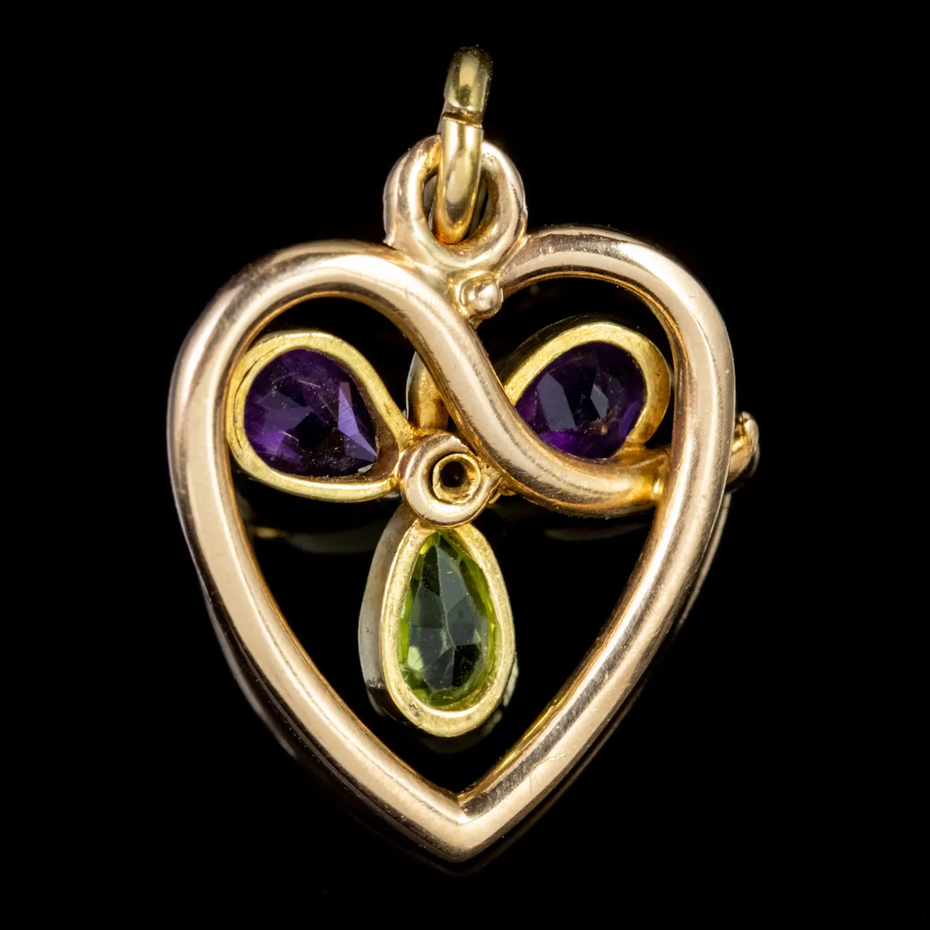 Antique Edwardian Suffragette Heart Pendant 9Ct Gold Circa 1910