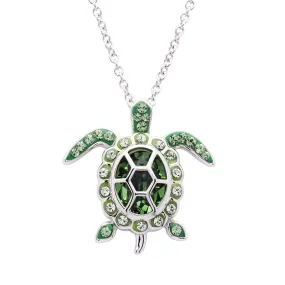 August Turtle Birthstone Pendant With Swarovski Crystals