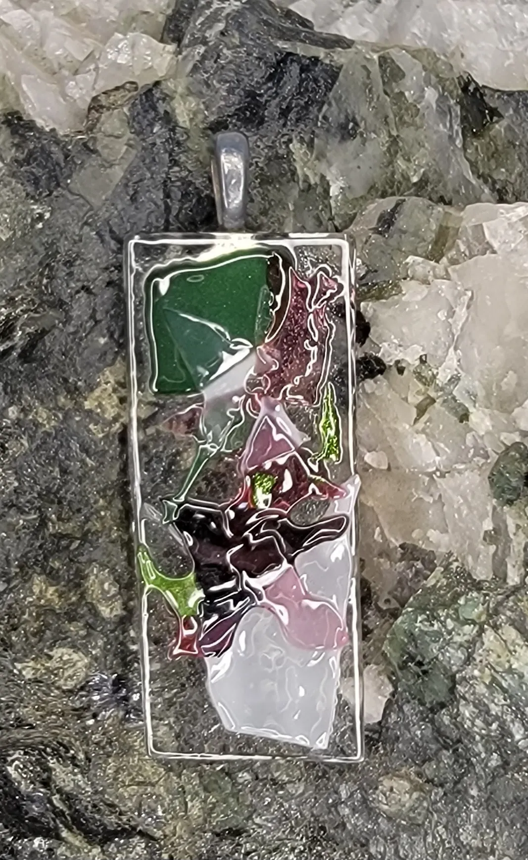 Aurora Dichroic Glass Jewelry Pendant