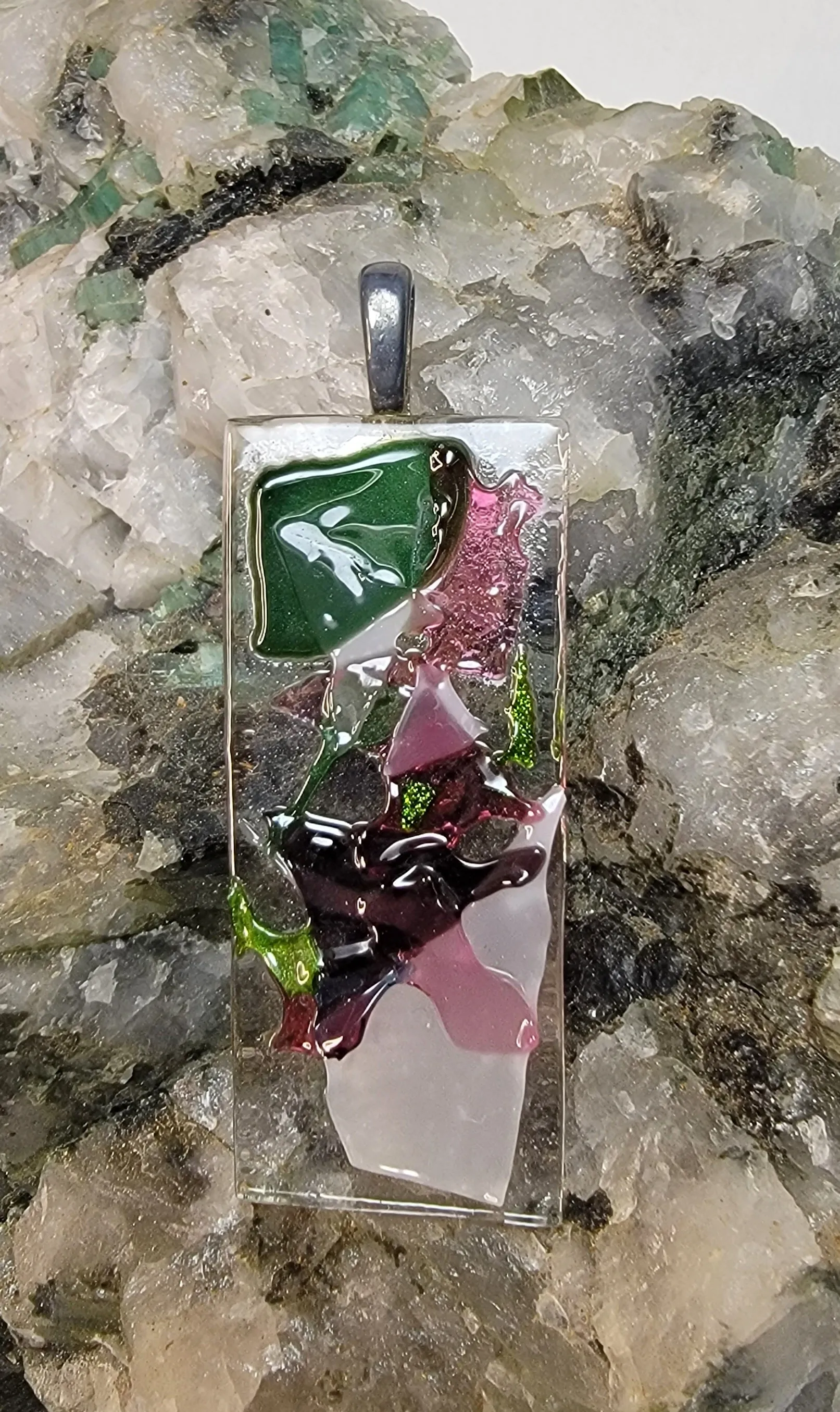 Aurora Dichroic Glass Jewelry Pendant