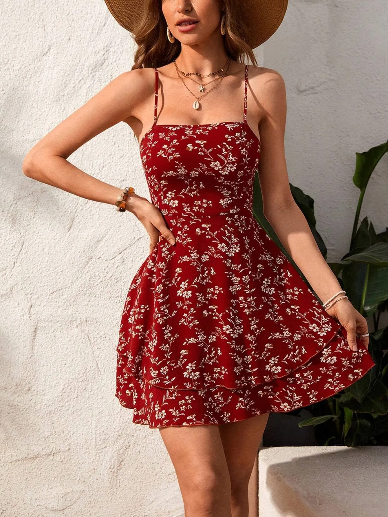 BACKLESS FLORAL HALTER DRESS_CWDSD3730