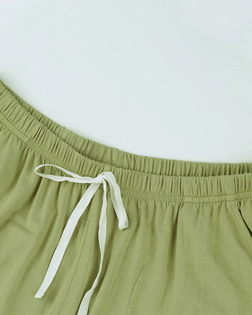 Bamboo Sleeveless Pyjamas Loungewear with Cropped Trousers - Lime