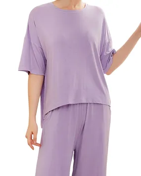 Bamboo Womens Short Sleeve & Cropped Trousers Loungewear - Lavender Pyjamas