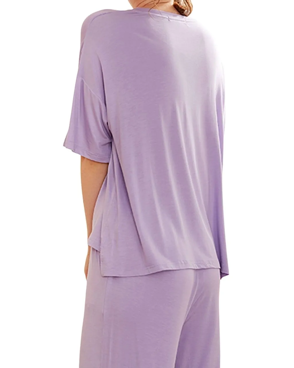 Bamboo Womens Short Sleeve & Cropped Trousers Loungewear - Lavender Pyjamas