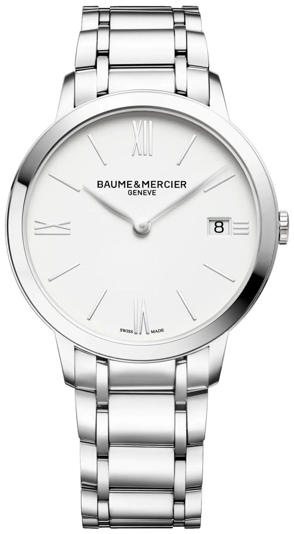 Baume & Mercier Classima Stainless Steel White Dial Date Quartz Womens Watch M0A10356