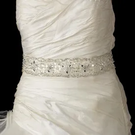 Beaded Sash Bridal Belt with Crystals, Bugle Beads Sequins