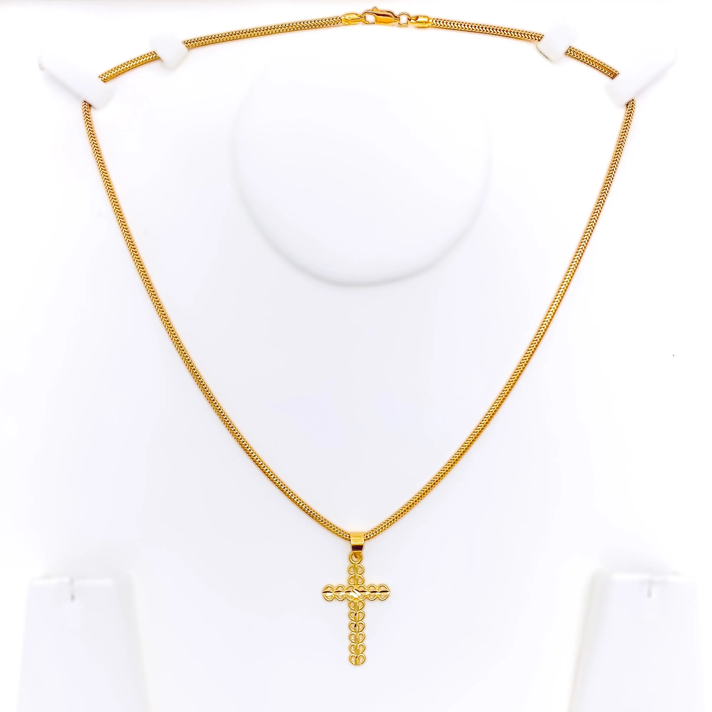 Beautiful Heart Adorned 22k Gold Cross Pendant