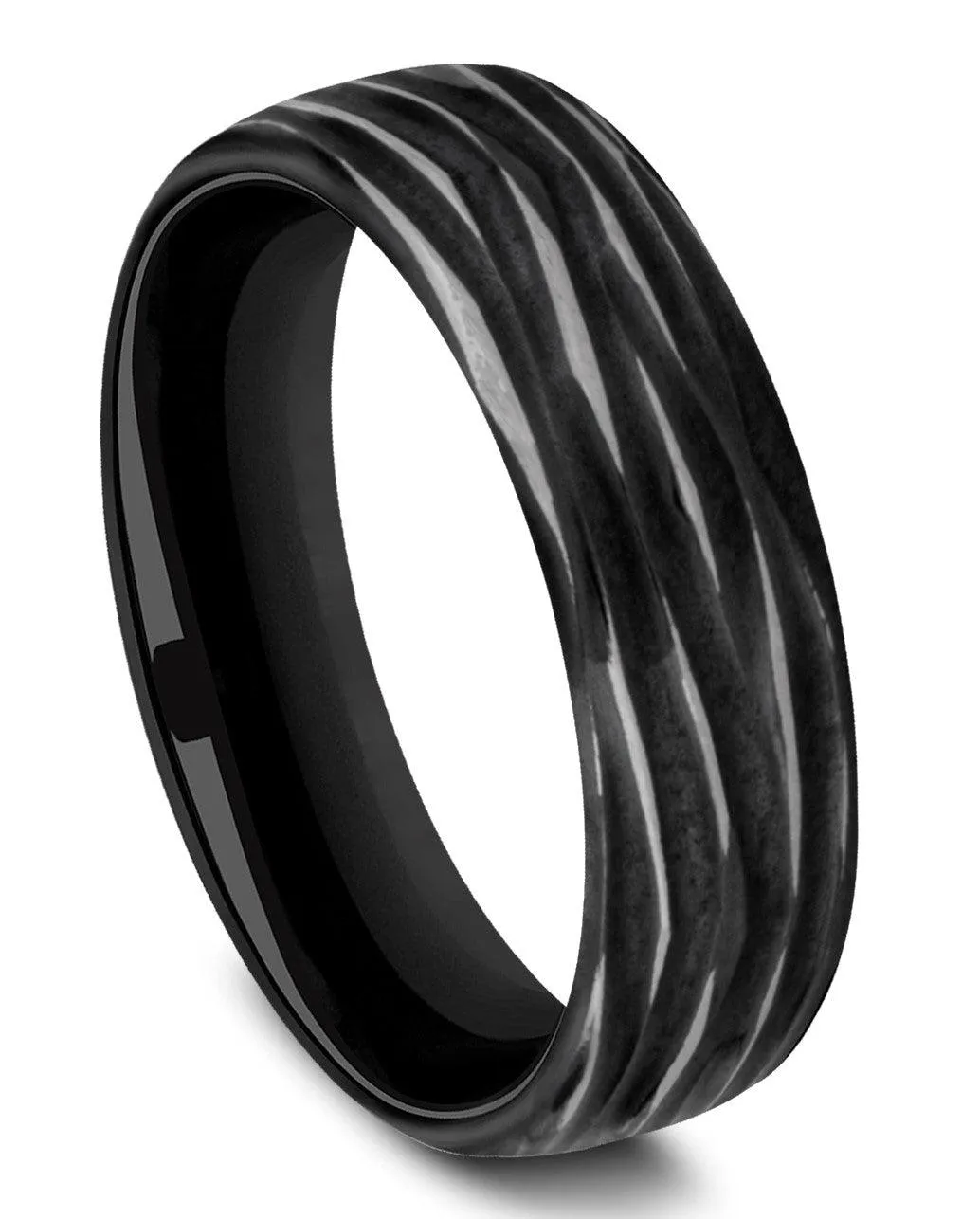 Benchmark 6.5mm Black Titanium Horizontal Bark Design