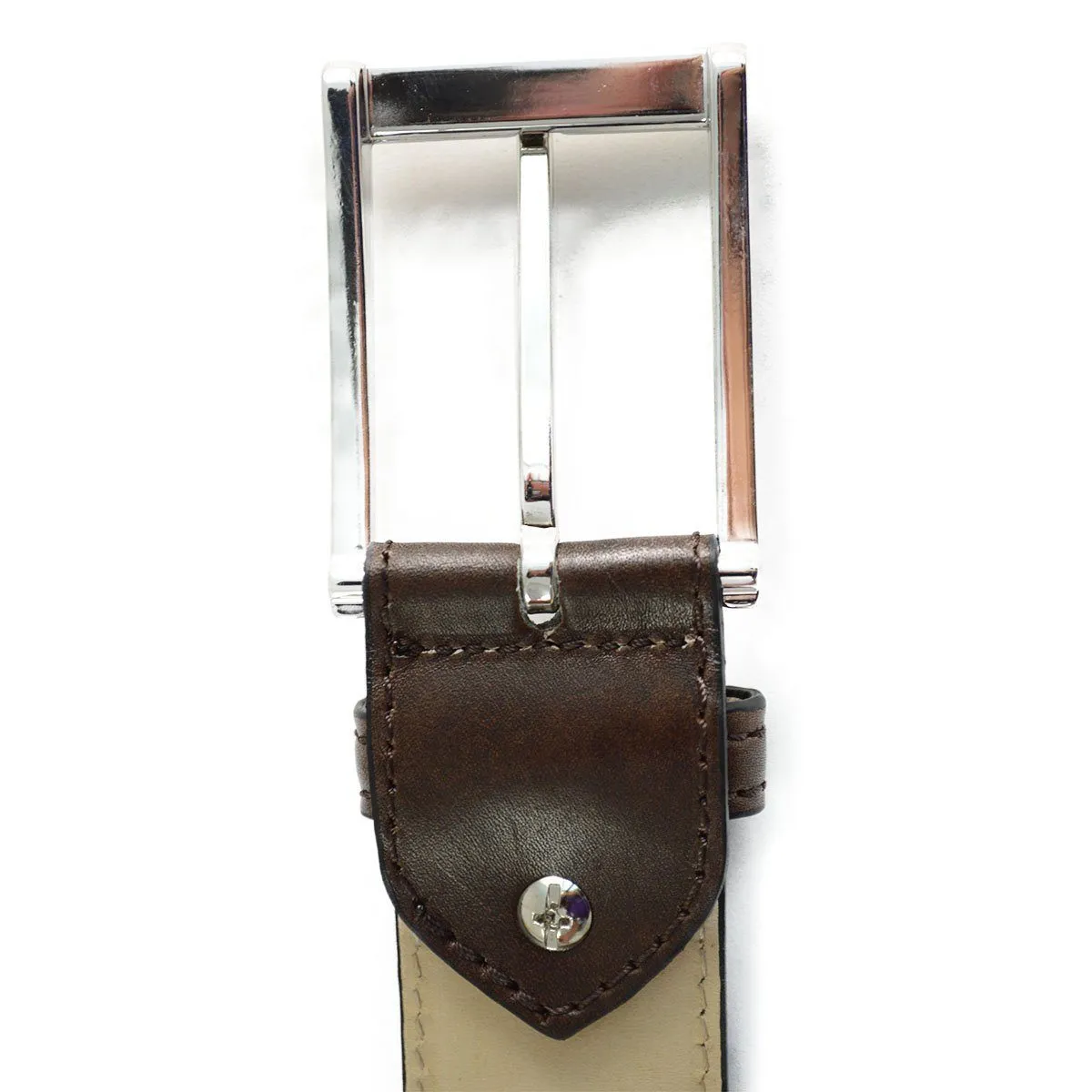 BERWICK 1707 Leather Belt - Dark Brown