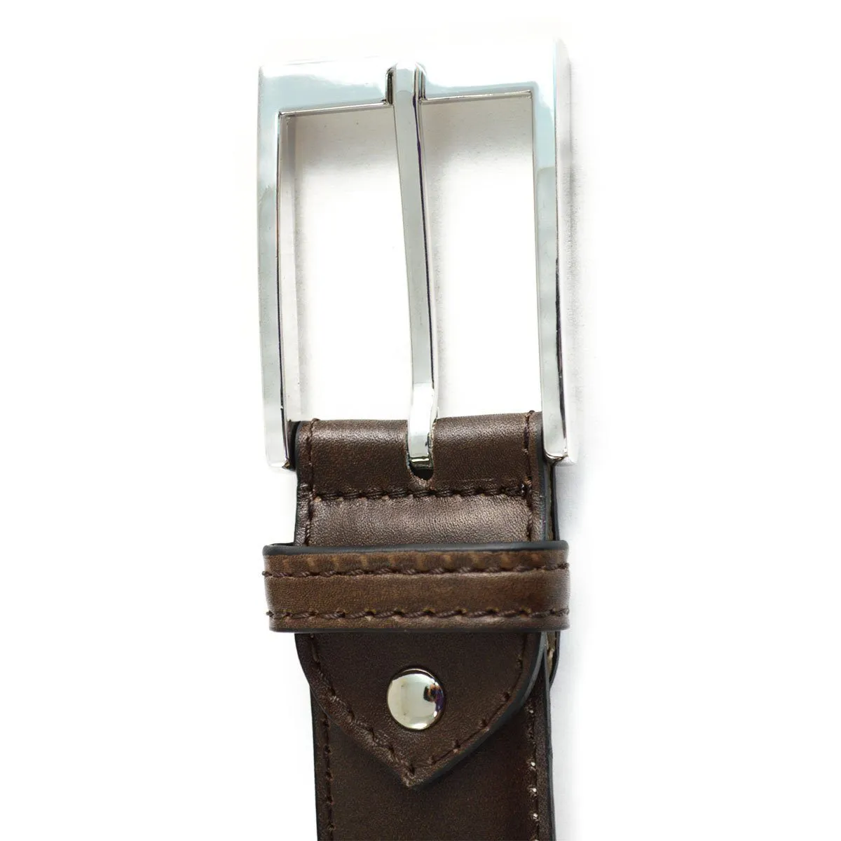 BERWICK 1707 Leather Belt - Dark Brown